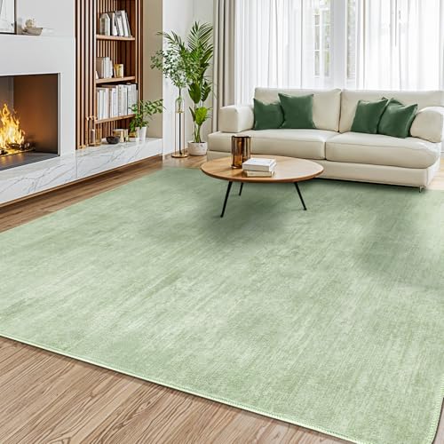 Washable Rug 6x9 Area Rugs for Living Room - Stain Resistant Non-Slip Backing Boho Rug for Bedroom,Durable & Ultra-Thin Vintage Large Area Rug(6x9,Green)