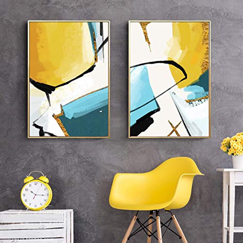 Peintures sur toile haut de gamme impression abstrait multicolore design épuré - 4