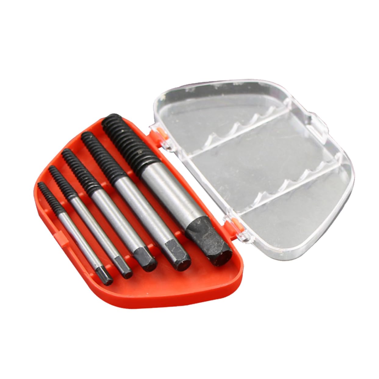 TOBBOMEY 5pcs Home Screw Extractor Stripped Screw Remover Set Bolt Extractor Metal Simple Plastic Box Tool Kit Color