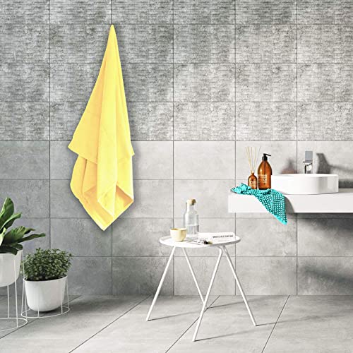 Belizzi Home 4 Pack Bath Towel Set 27X54, 100% Ring Spun Cotton, Ultra Soft Highly Absorbent Machine Washable Hotel Spa Quality Bath Towels For Bathroom, 4 Bath Towels - Lime Yellow #TOP2
