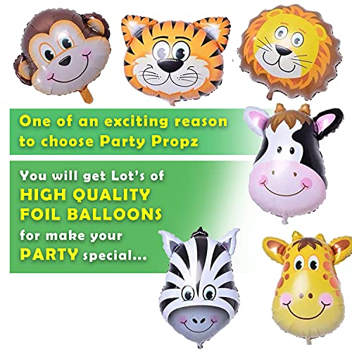 Image of Party Propz Jungle Theme Birthday Decoration - 63Pcs, Birthday Decoration Items For Girl, Boy | Animal Theme Bday Party Decorations | Jungle Safari Theme Bday Decoration| 30 - 32ft Animal Foil Balloon