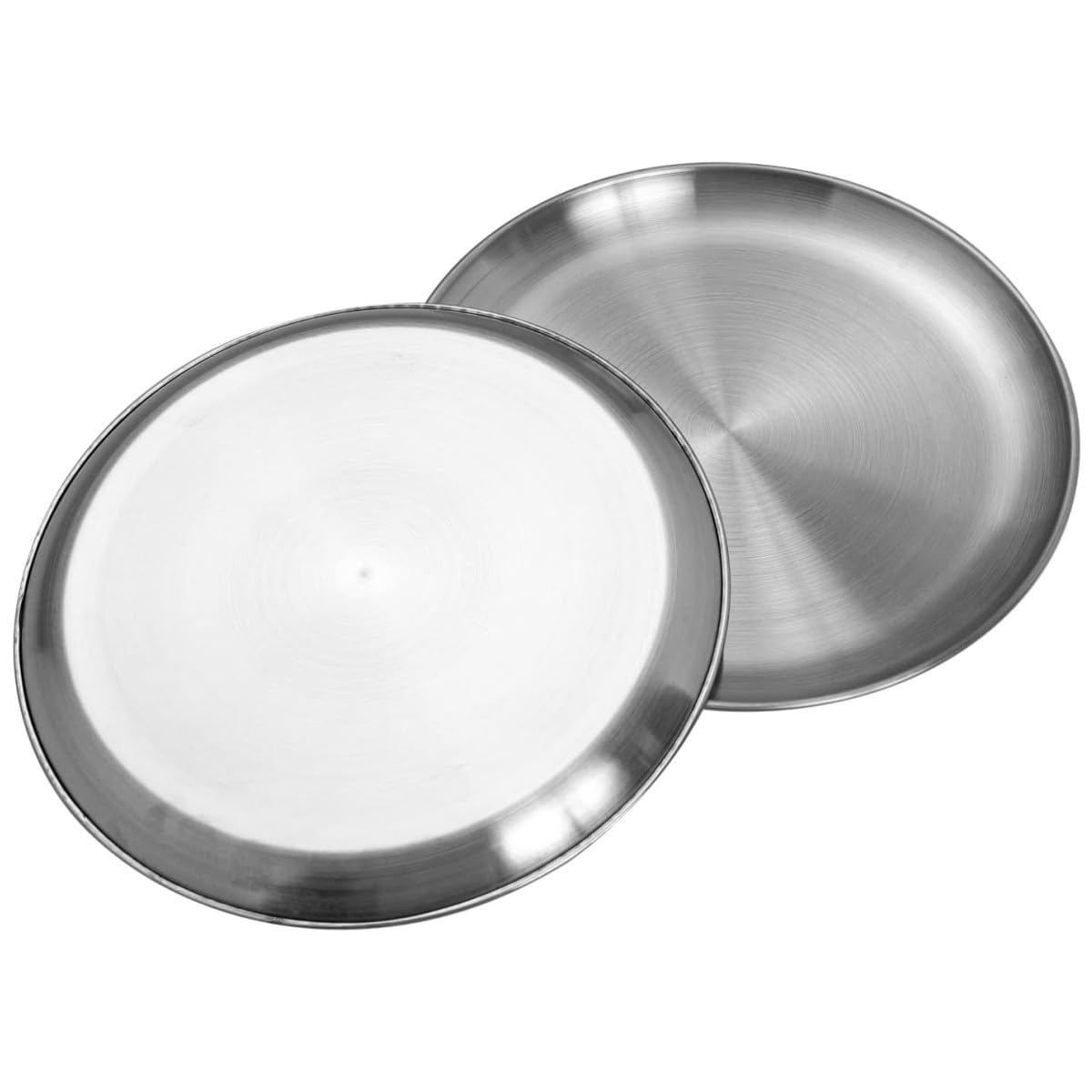 Piatti piani in acciaio inox, 20 cm, rotondi, 2 pezzi, stile minimalista, finitura opaca, resistenti alla ruggine, lavabili in lavastoviglie, perfetti per cucina, picnic, campeggio, barbecue