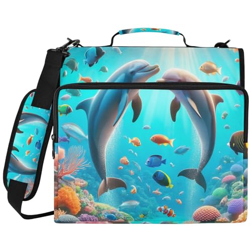 Dolphin Sea Coral Blue �o�C���_�[�o�b�O 3�����O�o�C���_�[�I�[�K�i�C�U�[ �m�[�g�p�\�R���X���[�u�t�� �w�Z��Ɨp �h���P�[�X
