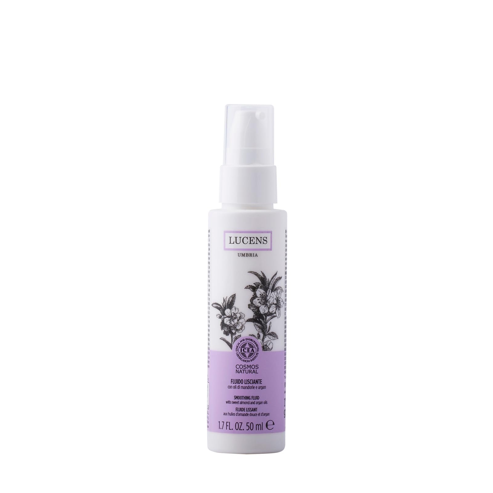 Lucens - Fluido Lisciante, Senza Risciacquo, 98% Ingredienti Naturali, Nutre e Domina il Crespo, Ideale per Capelli Secchi e Punte, Facilita l'Asciugatura e la Durata della Piega, 50 ml