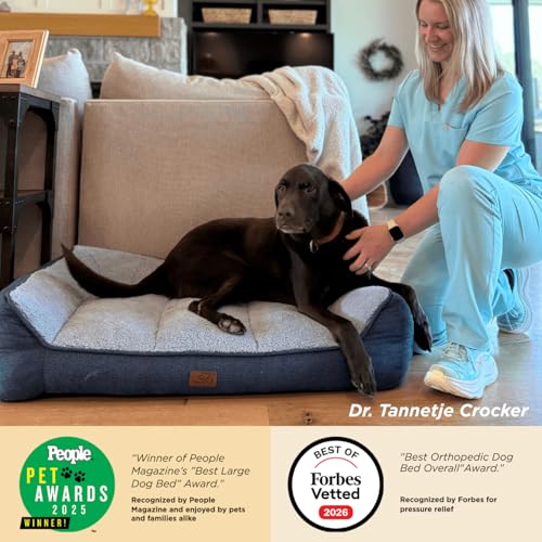 Bedsure SupportMax™ XL Orthopedic Dog Beds Large Sized Dog - Extra Thick Supportive Dogs Couch with Waterproof Washable Cover, Extra Large Comfort Pet Sofa with Soft Sherpa & Nonskid Bottom, Grey, 42" - Image 2
