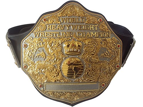 Big Gold Adult Replica Real Leather Dual Plate Wrestling Championship Belt Title 8mm Thick 6.8lbs Trophy