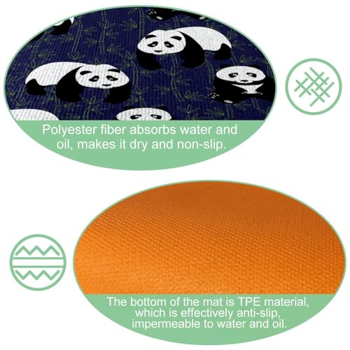 Tapis de cuisine absorbant et lavable motif panda mignon - 6