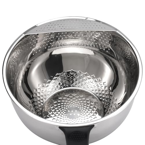 DOPMEP Fine Mesh Rice Strainer, Metal Colander Bowl Stainless Steel Baskets for Pasta, Fruit - Strain, Drain, Rinse -8.67 inch