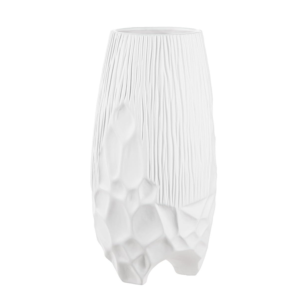 GILDE Jarrón Roma de cerámica – Blanco Mate – Altura 40 cm x diámetro 19 cm – jarrón Impermeable