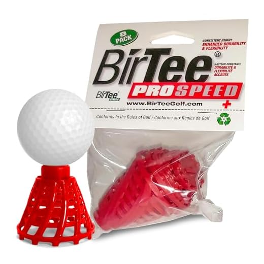 BirTee Golf Tees - PRO Speed PLUS with Flexibility & Durability - 8 Pack. Indoor Golf Tees/Golf Simulator Tees/Winter Plastic Golf Tees (Red)