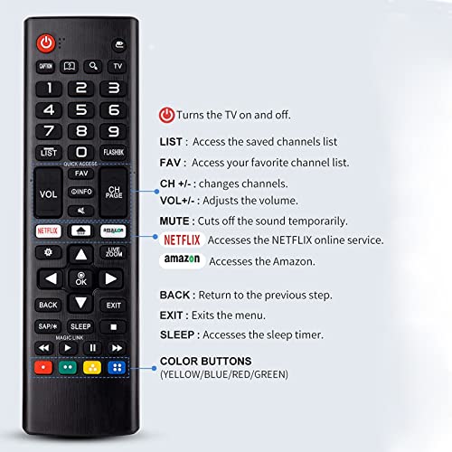 VINABTY Universal Remote Control AKB75095307 fit for LG TV 32LJ550M 43UJ6300 55LJ5500 55UJ6300 55UJ6540 60UJ6050 60UJ6300 65UJ6300 65UJ6540 75UJ657A 43UJ6500 49LJ5500 49UJ6300 49UJ6500 - Image 2