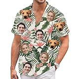 Custom Face Hawaiian Shirt for Men Women Personalized Background Photo Text Hawaii Shirt Bachelor Party Shirt Trip Birthday (Polyester, Style-3)
