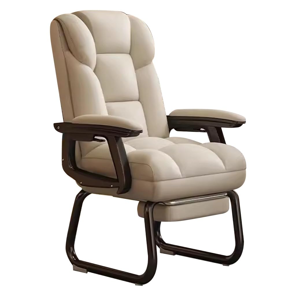 Chaise de bureau relaxante beige avec repose-pieds et siège d'étude confortable
