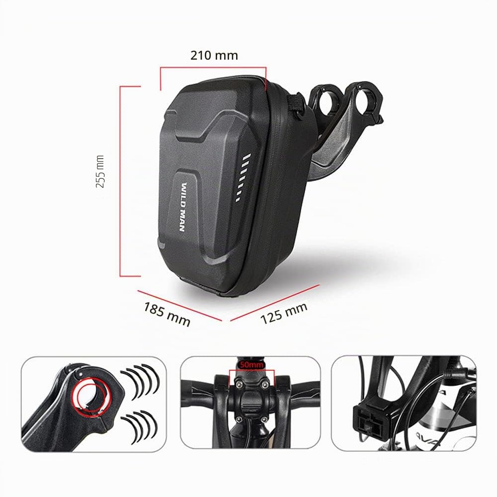 Lixada Pochette Bici, Borsa Manubrio Bici - Impermeabile - Rigida - 3 l - Multifunzione - Borsa a Spalla - Per MTB, Bici da Strada, Scooter Elettrico - 18,5 x 12,5 x 25,5 cm