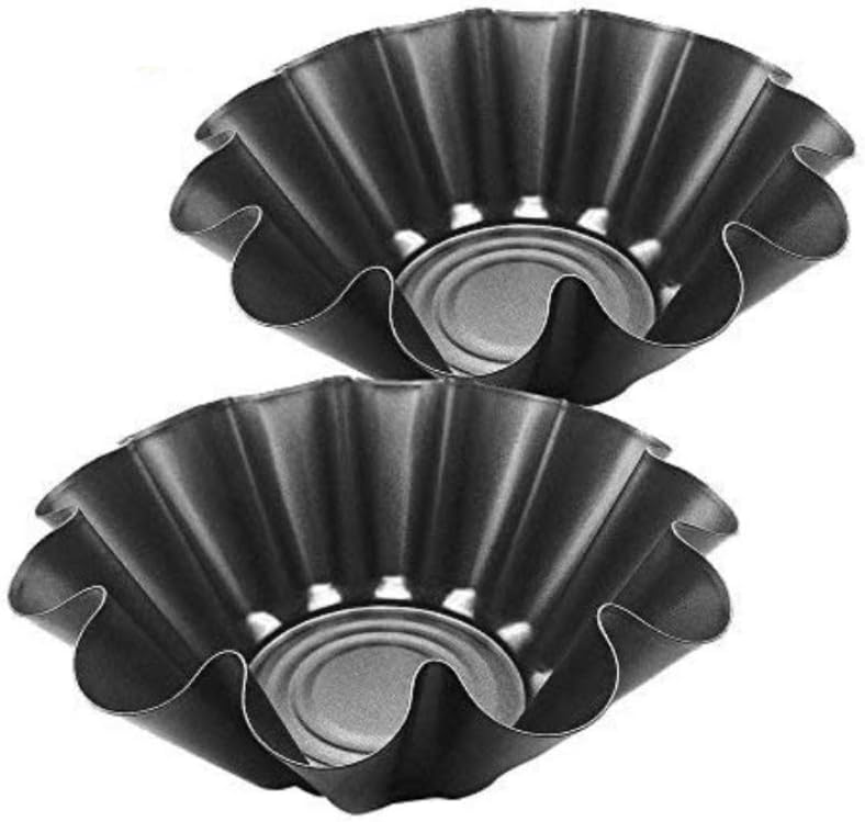 9 Inch Large Heavy Duty Non-Stick Fluted Tortilla Shell Pans, Heat Resistant Flower Baking Molds,Brioche Molds (2 pcs)