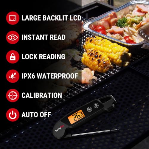 ThermoPro Digital Meat Thermometer with Large Backlit LCD, Instant Read Thermometer Food Cooking Kitchen BBQ Meat Thermometer for Grilling Beef