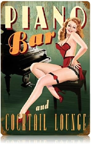 Piano Bar Pinup Girls Vintage Metal Sign - Victory Vintage Signs