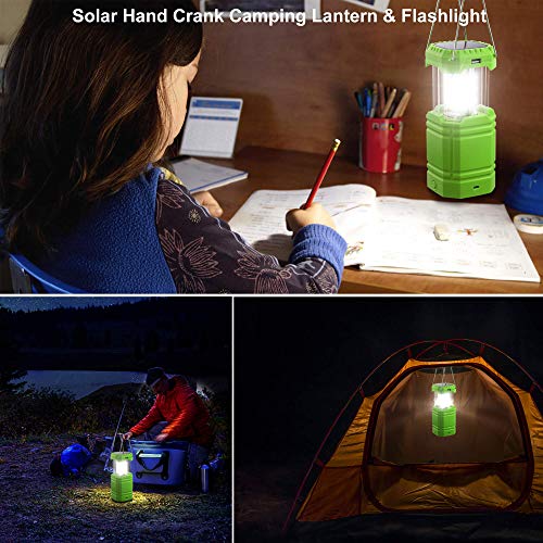 image for HOLABABY LED Camping Solar Lantern,Hand Crank Flashlight lamp with 300