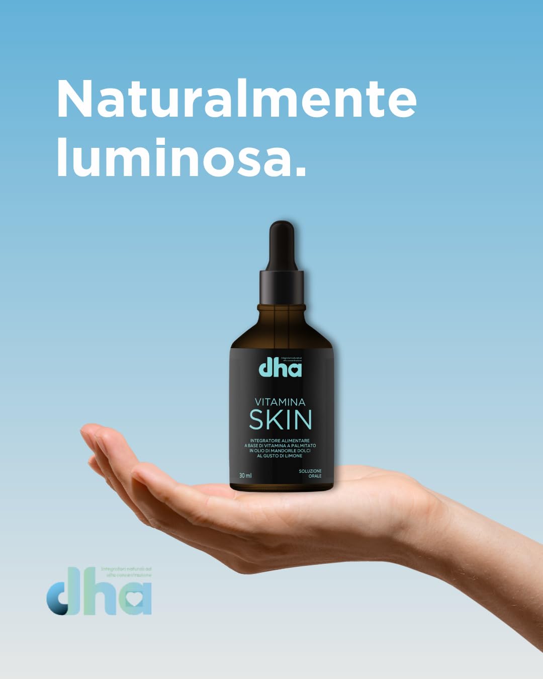Vitamina Skin - con Retinolo e DHA Algale – Integratore per Pelle Luminosa e Anti-Age – Vitamina A, E e Oli Nutrienti – 30 ml Gocce