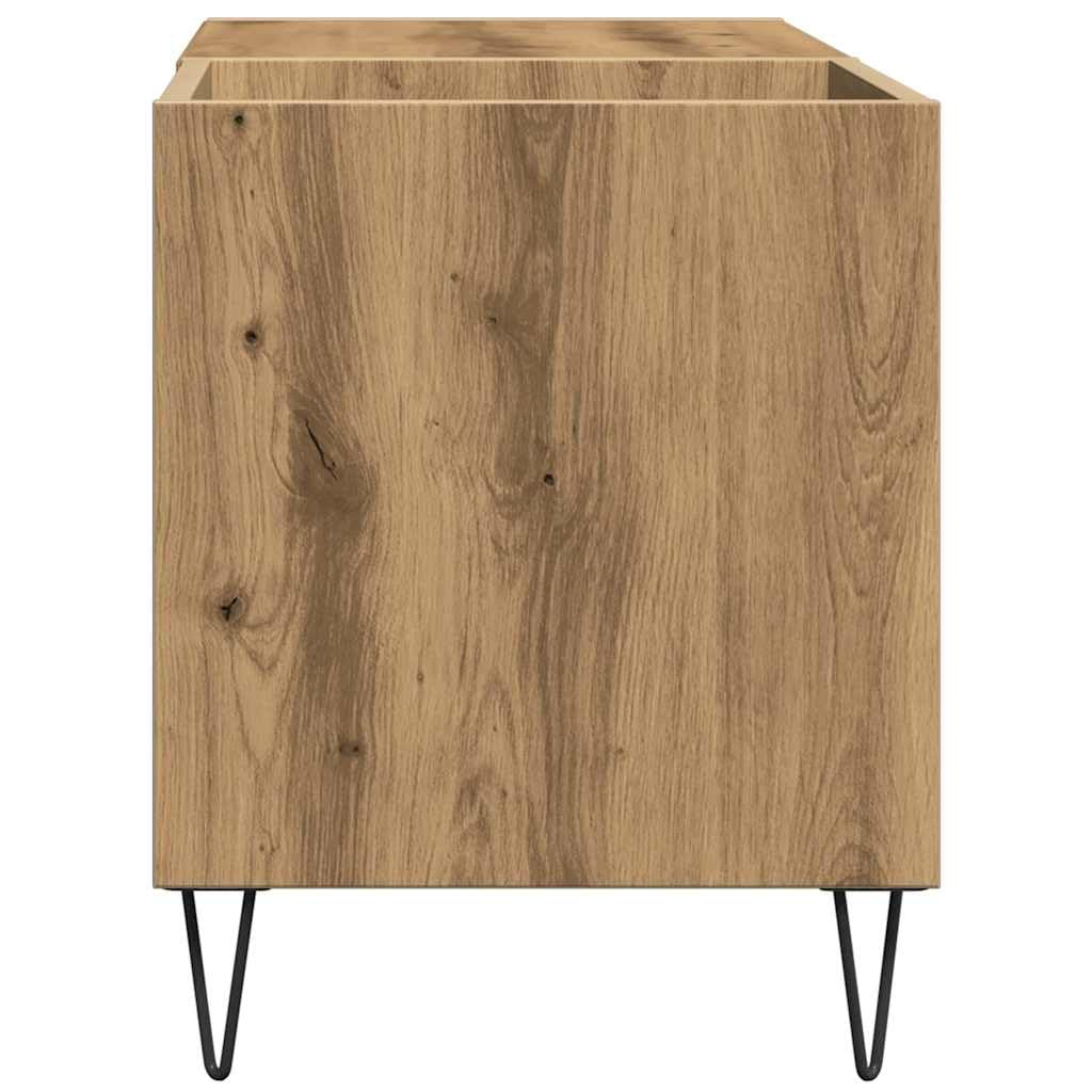 Szafa panelowa Artisan dąb drewnopochodny, 84,5 x 38 x 48 cm, z żelaznymi nogami, miejsce do przechowywania płyt gramofonowych i winylowych, stabilna górna płyta do gramofonu, organizer do