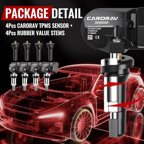 CARORAV TPMS Sensor GM, 4-Pack Tire Pressure Monitoring System Sensor Replacement for GM Chevy GMC Cadillac Buick, 315MHz OE Replaces for 13586335 13581558 13598771 13598772 - Image 5