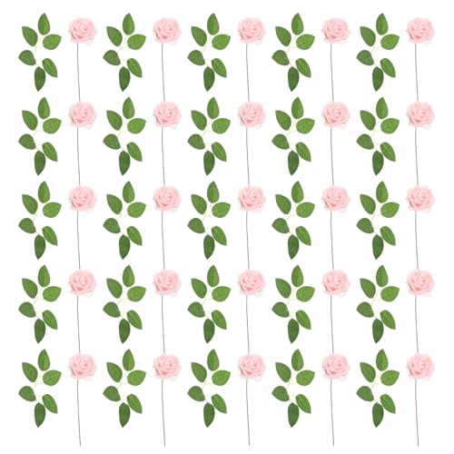 ARTSEWPLY Rosas Artificiales de Espuma con Tallos Desmontables 25 Unidades Rosa Ruborizado Flores Falsas para Decoración de Bodas Centros de Mesa Arreglos DIY y Eventos Obsequios