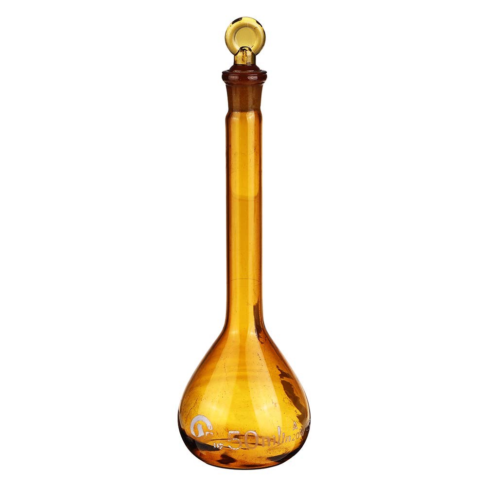 RanDal Pallone Volumetrico A Fondo Piatto In Vetro Marrone 10/25/50/100/250 Ml Con Kit Di Vetreria Per Laboratorio In Sughero - 250 Ml