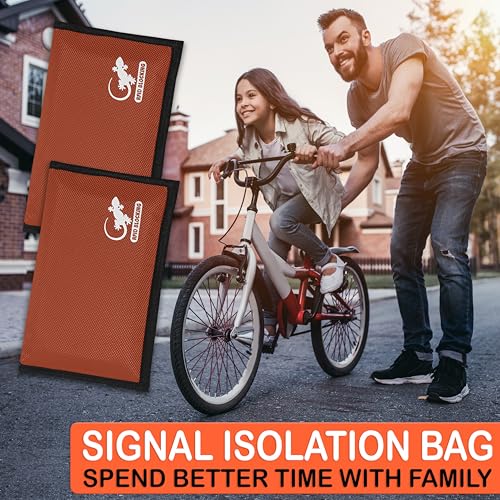Image of Gecko Travel Tech Faraday Bag Anti-Tracking GPS RFID Car Key Signal Blocker Wallet Shielding Pouch Protective Case for Cell Phone Car Key FOB, Data Privacy, Electronic Device Security, ORANGE - NYLON,