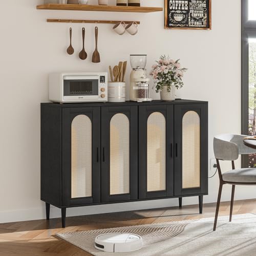 Garveehome 5AIZVO_UCWICXEGB_VMIPAKSYXP5G Sideboard Buffet Cabinet, 4 Rattan Doors Accent Storage Cabinet thumb #6