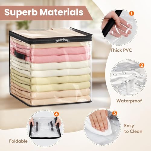 Image of JD FRESH 1 Piece 36L PVC Transparent Storage Bag with Zipper /Foldable Clothes Organiser for Wardrobe /Garments Organizer /Space Saving Storage Box for Sarees /Lehengas /Towels /Toys - (13 x 13 x 13 Inch)