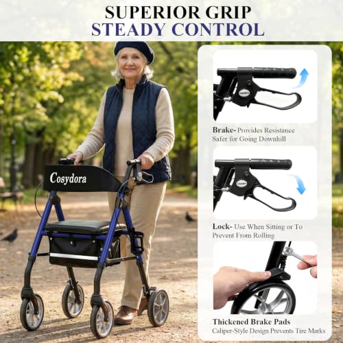 Image of Cosydora Rollator Walkers for Seniors with Seat, 15 Lbs Ultra Lightweight