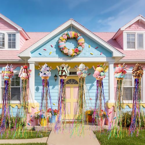 Image of Affrolling 8 Pcs Ice Cream Party Decorations Summer Ice Cream Birthday Party Hanging Decoration with Tassels for Summer Baby Shower Wedding Backdrop Decor Supplies 3.3 ft Outdoor Banner Sign Decor