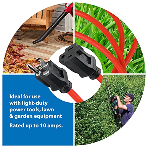 Clear Power 100 Ft Outdoor Extension Cord 16/3 Sjtw, 3-Prong Grounded Plug, Orange, Water & Weather Resistant, Flame Retardant, General Purpose Power Cord For Lawn & Garden, Dcoc-0118-Dc #TOP4