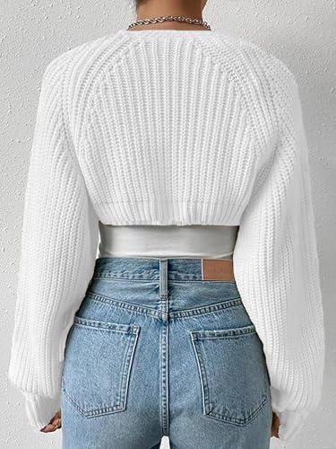 Women's Bolero Shrug Sweater Rib Knitted Long Sleeve Open Front Cropped Cardigan Y2K Tops2