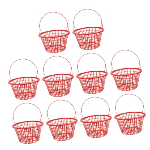 Sosoport 10pcs Berry Basket Fruit Storage Containers Fruit Basket Portable Plastic Berry Baskets Hollow Fruit Basket with Handle Convenient Fruit Basket