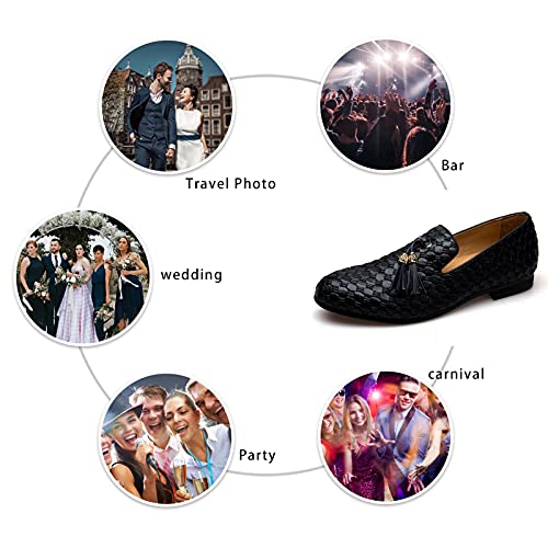 Image of Meijiana Mens Loafers Wedding Dress Shoes Slip-On Loafers for Men Tuxedo Suit Shoes