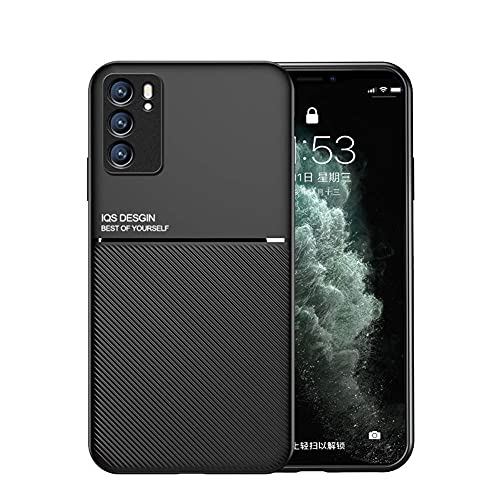 Kepuch Mowen Funda para OPPO Reno 6 5G - Case Carcasa Placa de Metal Incorporada para OPPO Reno 6 5G - Negro