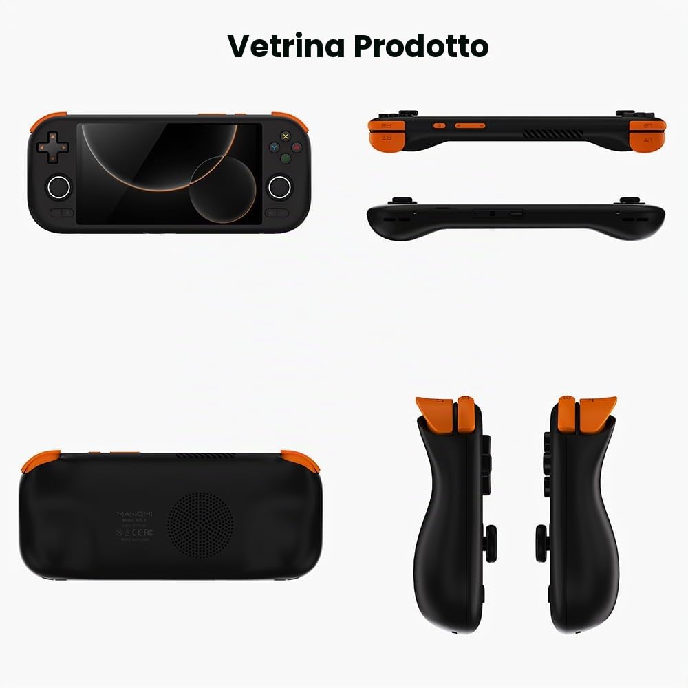 MANGMI AIR X Console di gioco portatile Android, Snapdragon 662, schermo IPS FHD 1080p da 5,5 pollici, 4 GB+64 GB, joystick e trigger RGB effetto Hall, batteria 5000 mAh, Android 14 per giochi retrò e