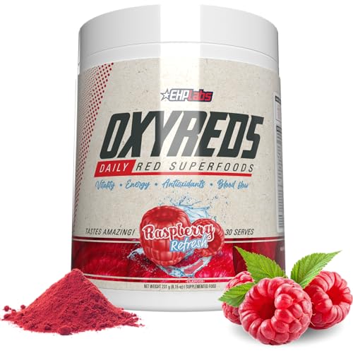 Image of EHP Labs OxyReds Superfood Beets Powder - Nitric Oxide Supplement, Organic Beet Root Powder, Immune Support Supplement & Prebiotics for Digestive Health, Beet Powder - Raspberry Refresh, 30 Servings