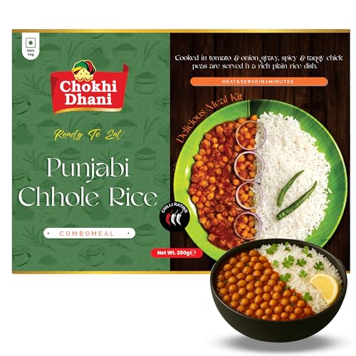 Chokhi Dhani Punjabi Chole Rice 350g | Ready to Eat Indian Meal | Authentic Punjabi Chole Chawal | Heat & Eat Microwavable Veg Food | No Artificial Flavours