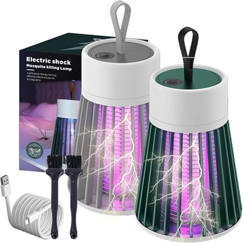 2025 Nueva MozzGuard Mosquito Zapper, Lámpara de Mosquito Impermeable para Exterior, Mata Moscas y Mosquitos Eléctrico, Mata Moscas Electrónico, Ilumina y Mata Insectos Voladores (Gris+Verde)