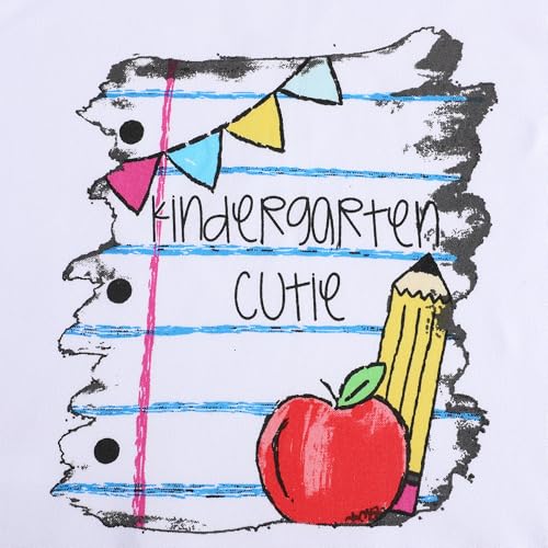 Image of Toddler Girls Back to School Pencil Outfits Set Ruffle T-Shirt Dress and Pants Outfit Set 3-8Years