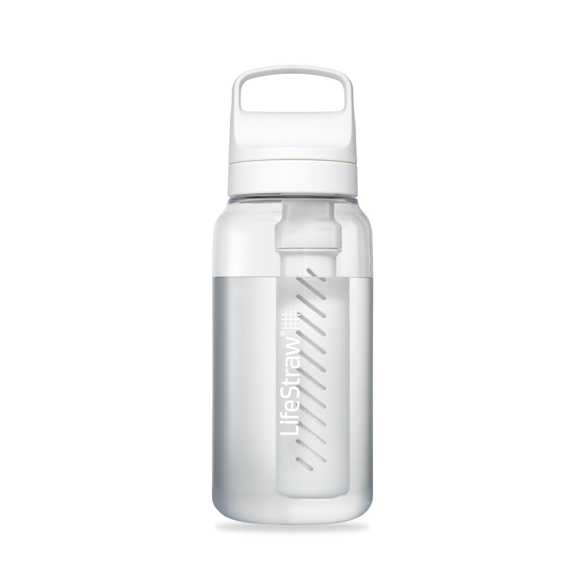 LifeStraw Go Series – BPA-Free Water Filter Bottle for Travel and Everyday use removes Bacteria, parasites and microplastics, Improves Taste, 1L Clear