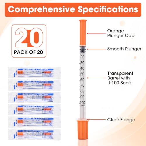 Image of 20 PACK, 1ml 31G Syringes 3 /10 inch(7.9mm), Individually Packed