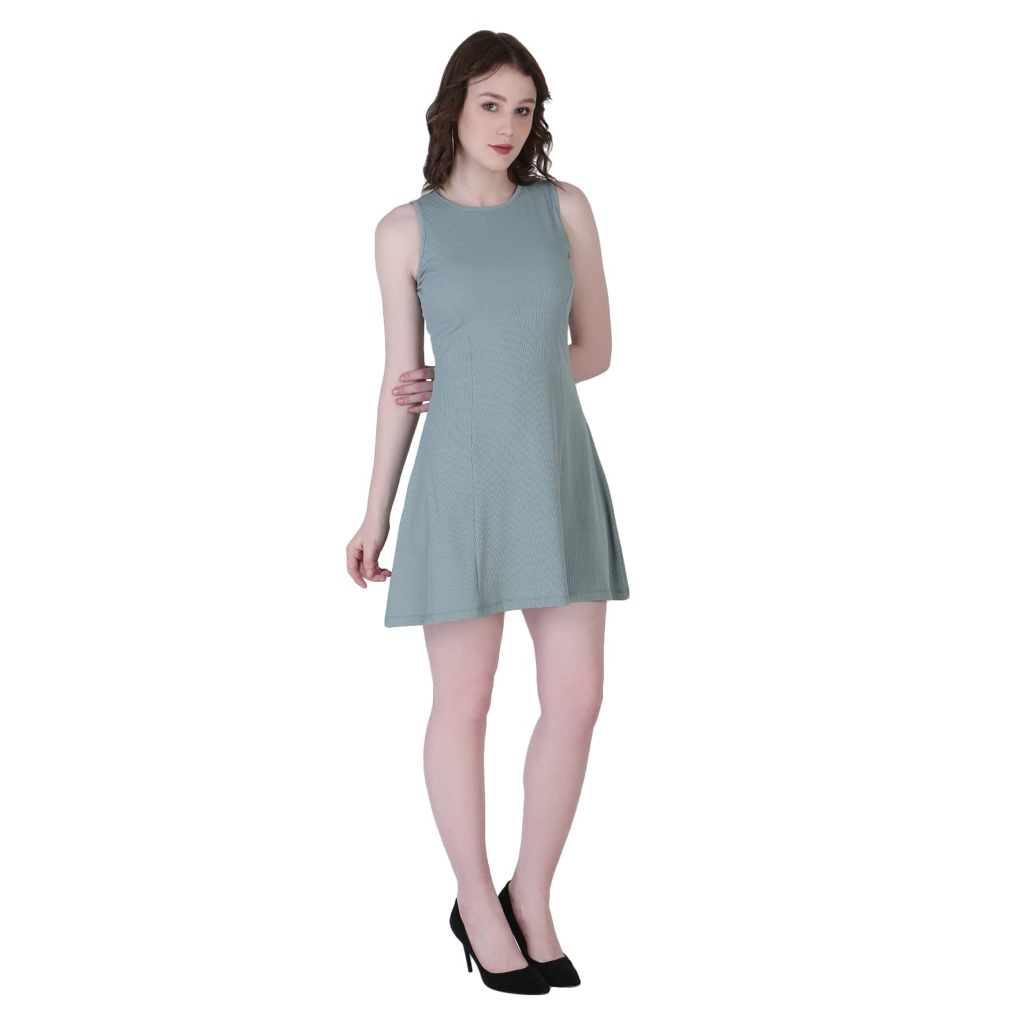 Dhruvi Trendz Womens Rayon Western Dresses Regular Fit Dt-Wd1056 (Dt-Wd1056_Light Green_L)
