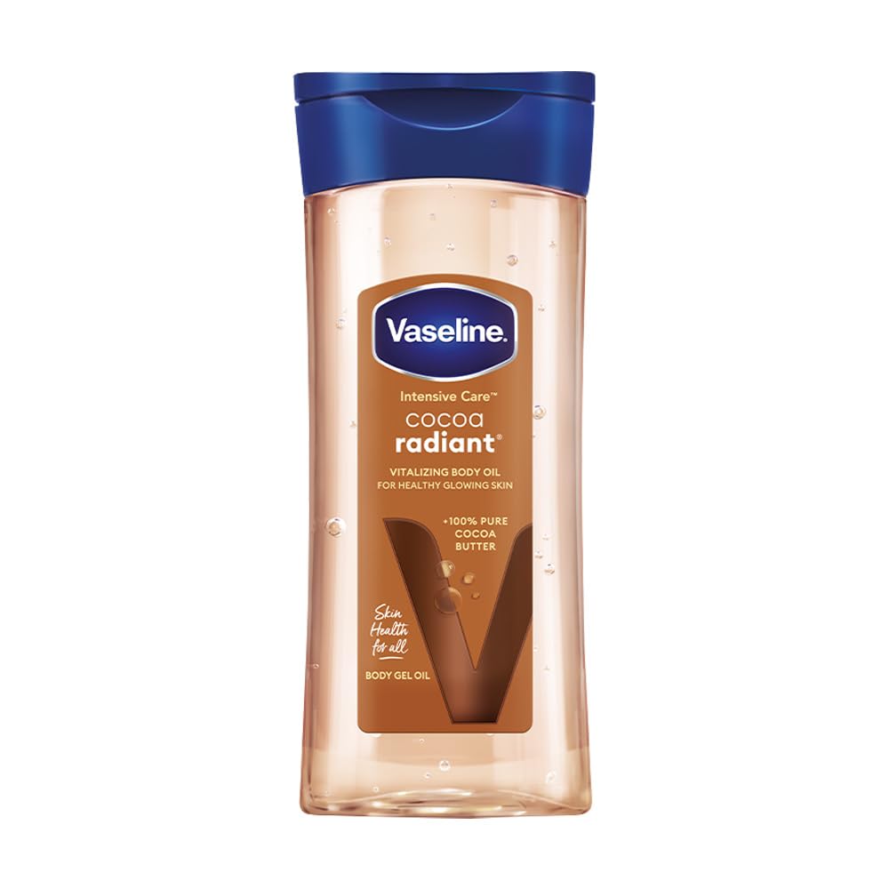 Vaseline Intensive Care Cocoa Radiant Body Oil | With Cocoa Butter | Non-Greasy Formula for Dry Skin | 200 ML