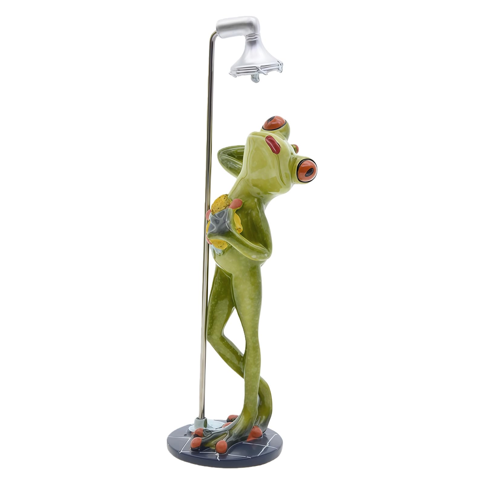 Lerpwige Resin Running Bathing Frogs Miniature Figurine Garden Potted Plant Ornament for Home Offices Desktop Shelf Decoration Resin Garden Ornament