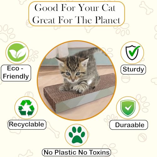 Image of Emily Pets Cat Scratcher (Pack of 3) with Toys - Cardboard Scratch Pad, Feather Wand, and Plush Toy, Durable and Anti-Slip for Cats and Kittens (Color May Vary)