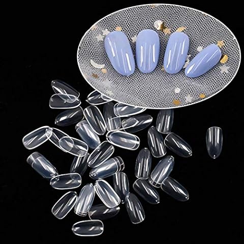 Sethexy Short Oval False Nails 500Pcs 10Sizes Full Cover Acrylic Nail Tips For Art Nail Design (Clear) Cover