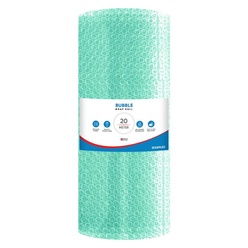 UK SUPPLIES LIMITED Green Biodegradable Bubble Wrap Roll (Pick Any Size 300MM to 1000MM) Lightweight Packing Wrap for Shipping, Moving House & Storage, Protective Packaging Roll, 500MM x 20M